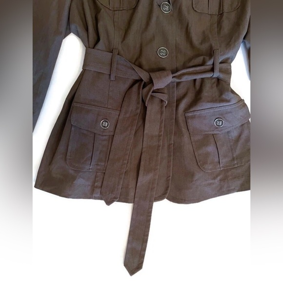 Cato Women’s Size 16W Grayish Brown Belted Trenchcoat with Shoulder Pads - Picture 4 of 6